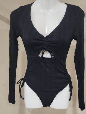 No Boundaries Black Long Sleeve One-Piece Swimsuit